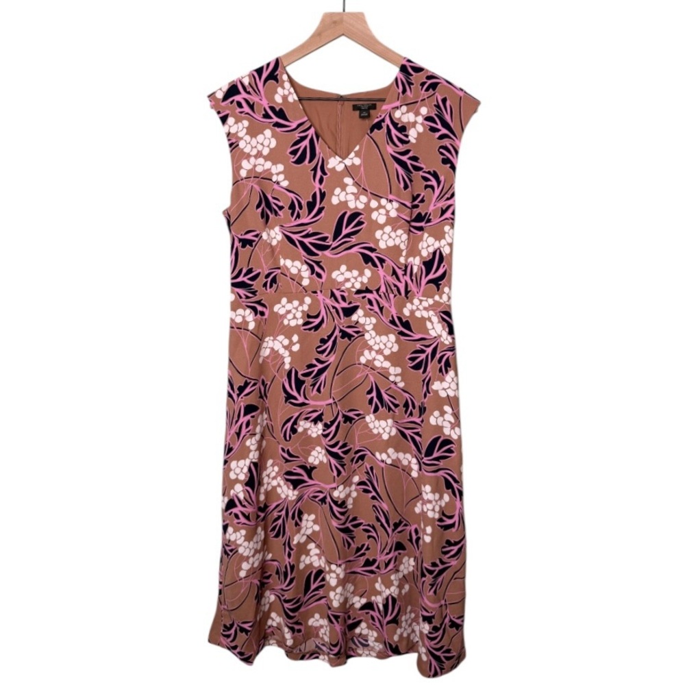 NWT Ann Taylor Factory Sheath Floral Midi Dress Brown‎ Pink Black Size 10 Petite